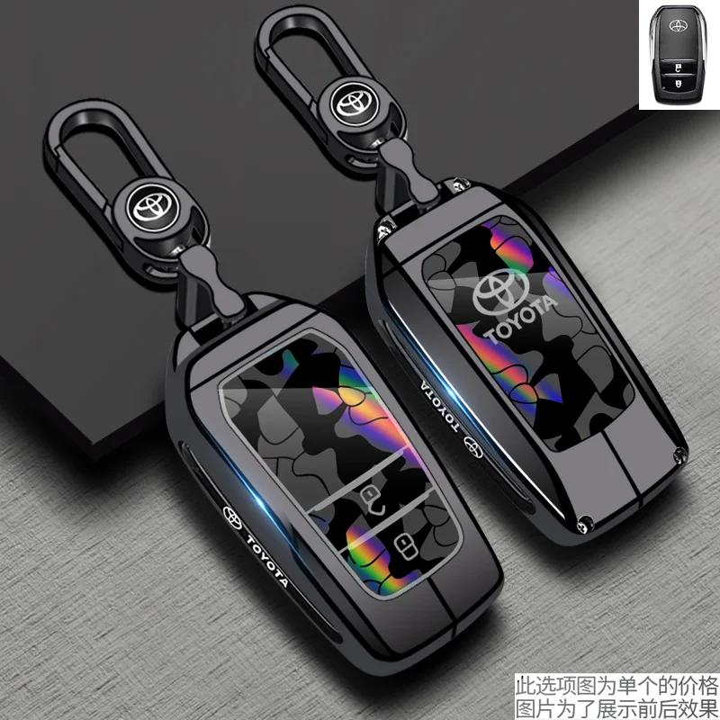 Handmade Cowhide Genuine Leather Key Case for TOYOTA Camry Hanlanda Car Key Protection Sleeve with Keychain - Protective Shell