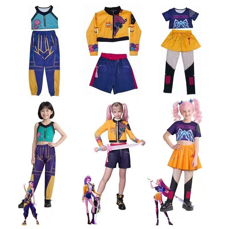 Girl Demon Hunter Pop Star Halloween Stage Performance Kids Costume Set