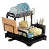 2-layer Countertop Tableware Storage Rack Dish Holder with Drain Tray Strong Load-bearing Bowl Multipurpose Dish Drain Rack