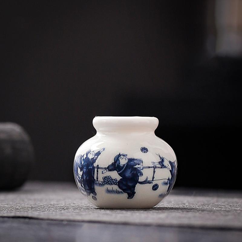 1 шт. Мини-ваза креативная сине-белая маленькая банка для украшения дома супер маленькая ваза сине-белая фарфоровая 4,5x4 см