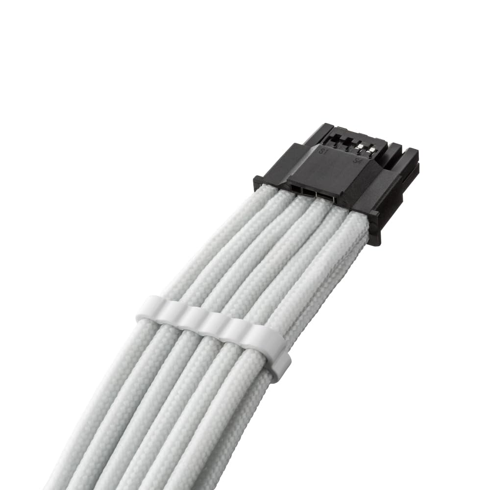 CableMod Universal Pro ModMesh Sleeved 12VHPWR StealthSense Direct PCIe Cable to 12V-2x6 (White, 16-pin 16-pin, 60cm)