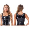 Womens Fashion Zipper Patent Leather Tank Top Wet Look Clubwear Festival Clothing Pole Dance Rave Outfit