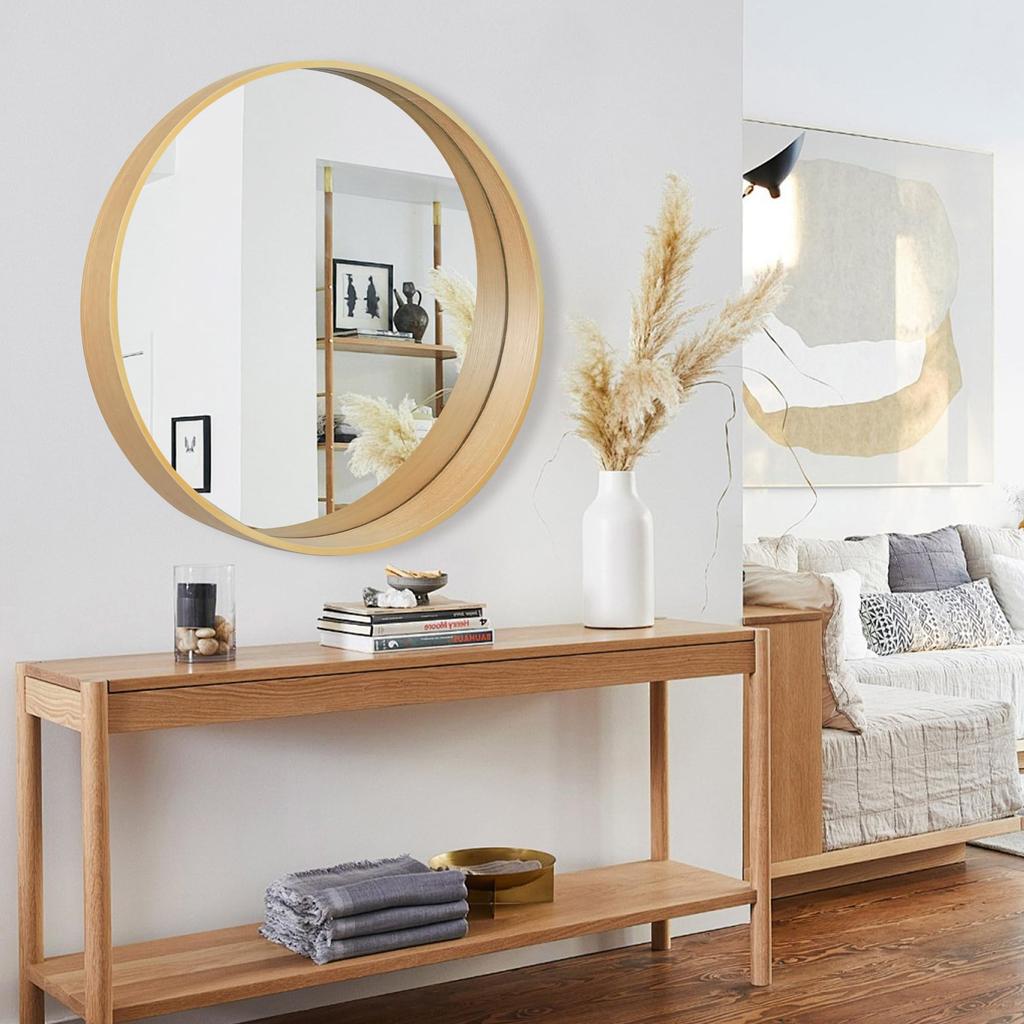 Browgrow настенное деревянное круглое настенное натуральное дерево круглое круглое зеркало для макияжа, зеркало, зеркало, зеркало, рамка, зеркало, зеркало, небьющееся,