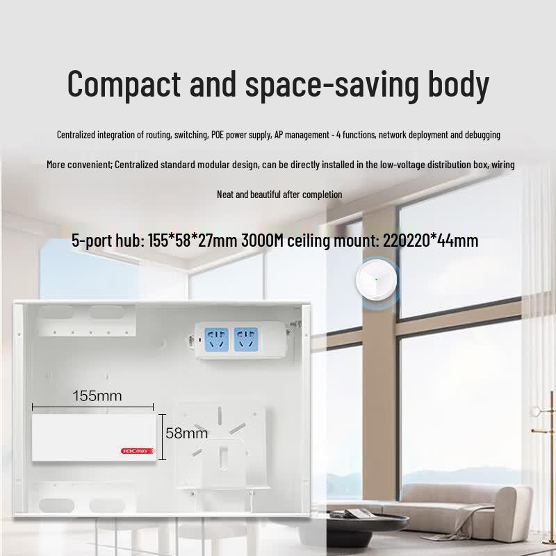 H3C WiFi 6 Whole-Home Ceiling AP System with 5-Port PoE Manager (CN version)