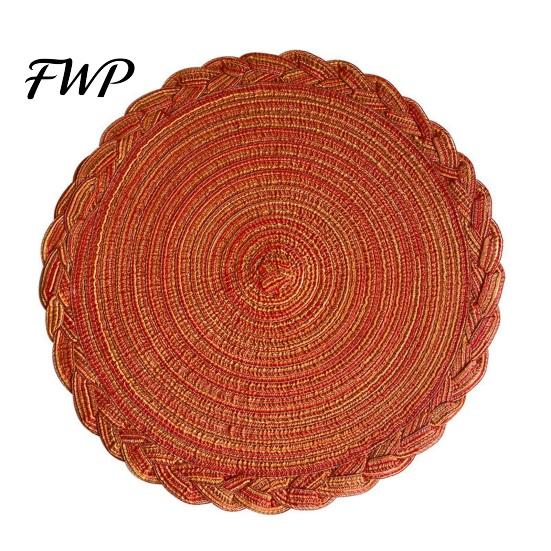 Heat Buffer Table Mat 12 Inch Round Placemats, Polyester Woven Braided Place Mats, Durable Washable Resistant Circle Dining Mats for Kitchen