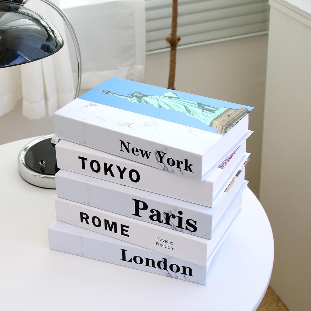 3Pcs/Set Fake Books Set for Decoration Coffee Table Ornaments Modern Home Decoration Luxury Faux Books Set London New York Paris
