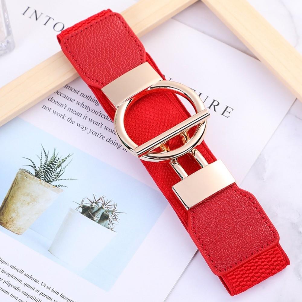 Fashion Elastic Waistband Casual Round Buckle Waist Strap Waist Belts Clothing Decoration