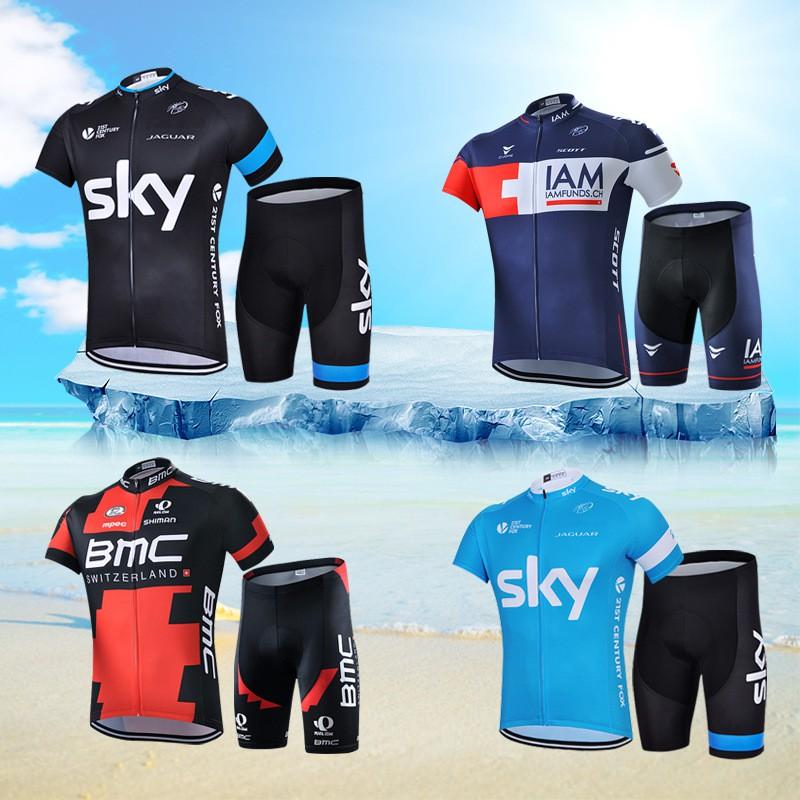 Mens Cycling Jersey Set Short Sleeve Breathable Mesh Bike Shirt Pants Sportwear