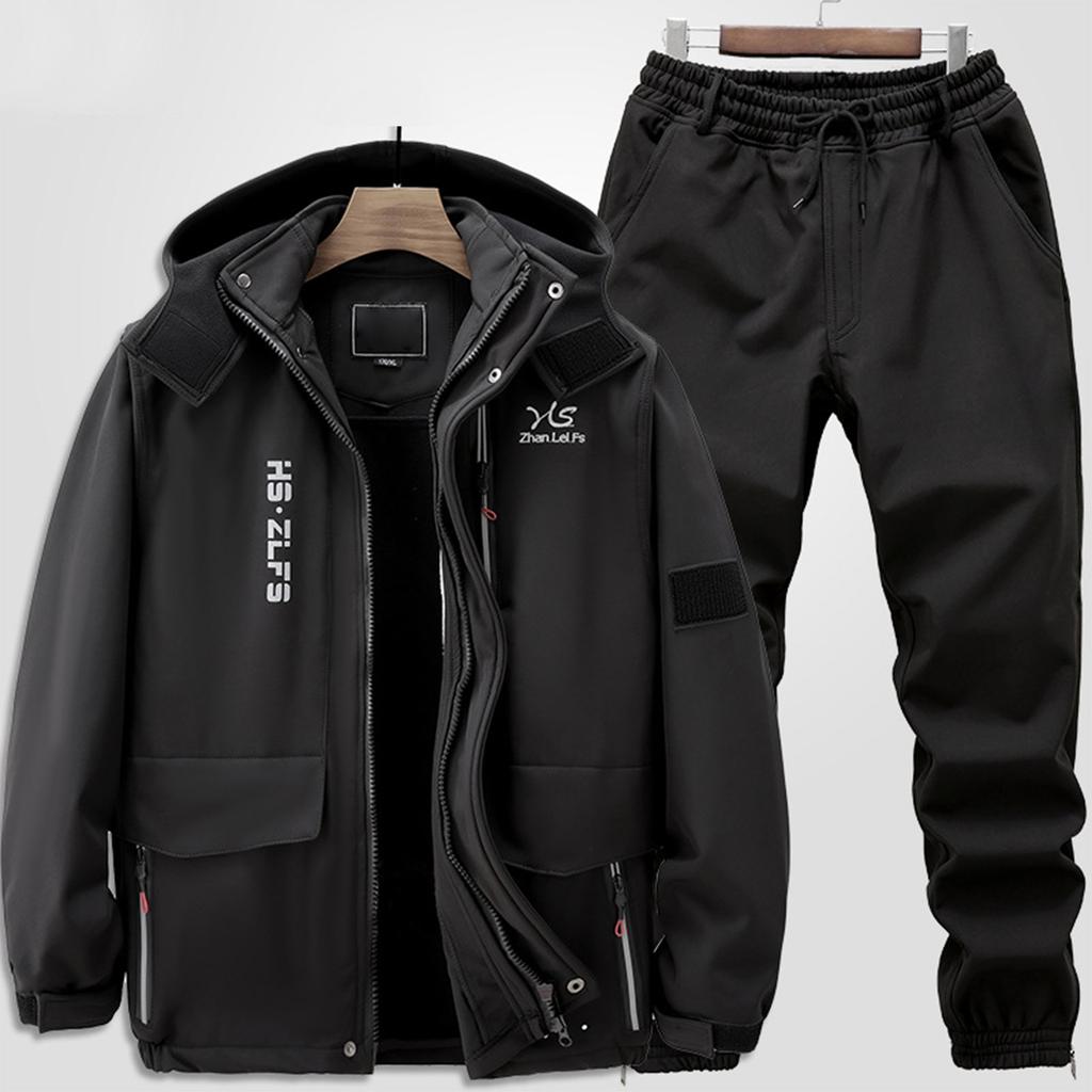 Men's Fleece Jacket Suit Windproof And Waterproof Outdoor Cold Proof Warm Cotton Jacket Thickened Suit