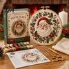 Desktop Ornament Craft Kit Christmas Embroidery for Beginners, Pre-Printed Pattern Full Set Handmade Holiday Decoration Projects of Tools, DIY