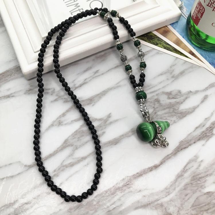 Ожерелье из бисера, длинная винтажная веревка в стиле бохо, ломтик цепи, каменные подвески, богемные этнические женщины