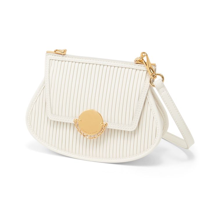 Charles & Keith Vintage Textured Chain Crossbody Bag Women Handbags Chalk Yellow Black CK2-80671389