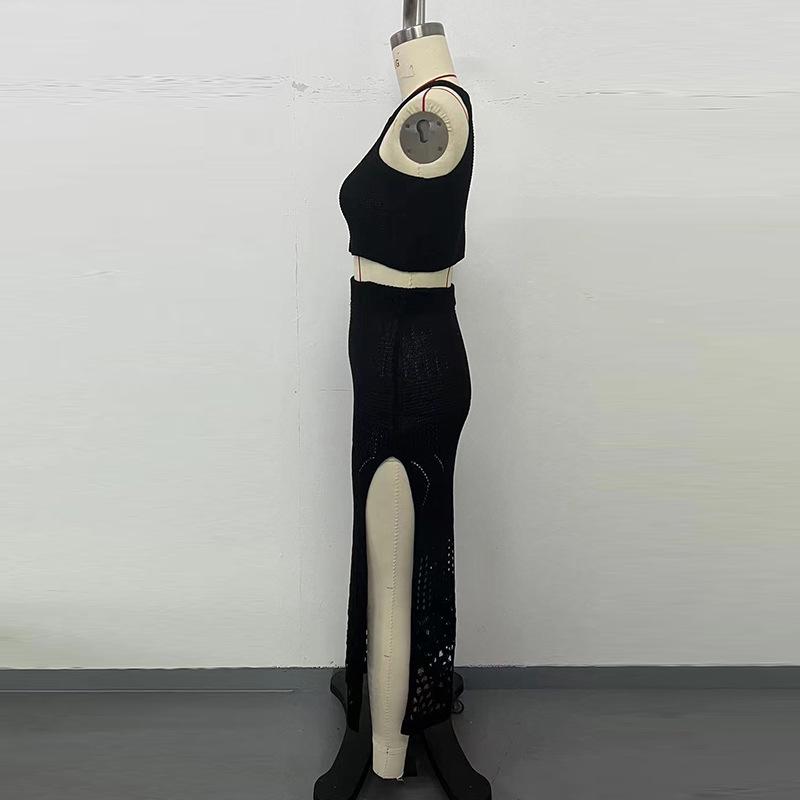 2024 Женская облегающая пляжная юбка средней длины с разрезом и накидка на бикини