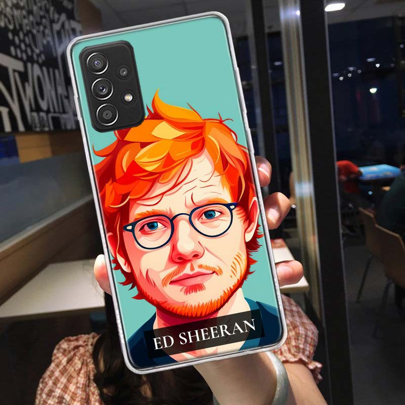Чехол для телефона Ed Sheeran Singer для Samsung A54 A57 A37 A17 A14 A15 A12 A24 A34 A55 A35 A25 A52S A07 A05S A04S A22 A32 A72 Galaxy N