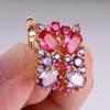 Vintage Rose Red Purple Zircon Earrings for Women Gold Color Ethnic Wedding Party Daily Accessories Jewelry