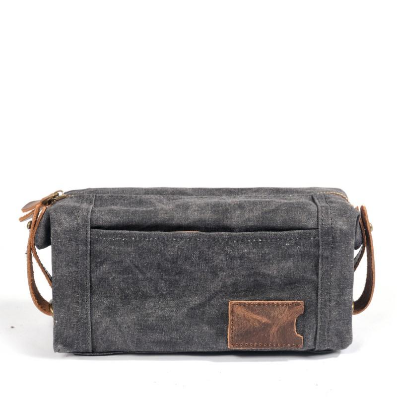 Mens Waterproof Canvas Toiletry Bag Travel Organizer Small Size Business Trip