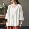 Plus Size Women Summer Loose Cotton Linen T-shirts Oversized Casual Vintage Tops