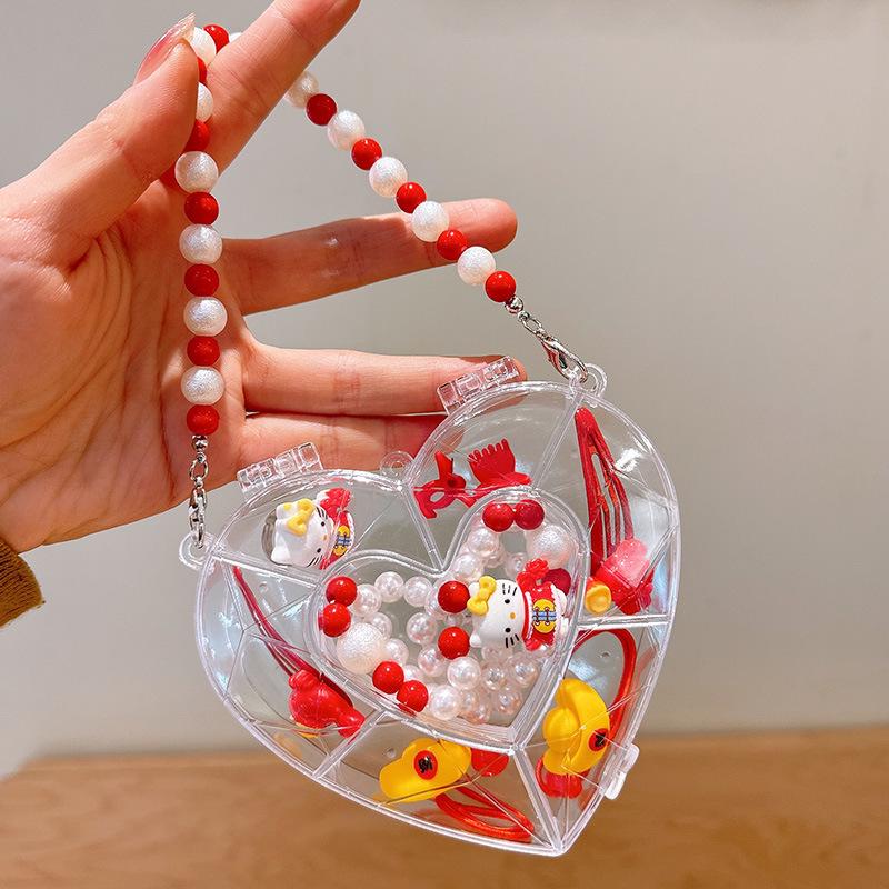 Детский милый мультяшный браслет-цепочка с подвесками-фруктами и Счастливым Драконом - Подарочная коробка на День Рождения