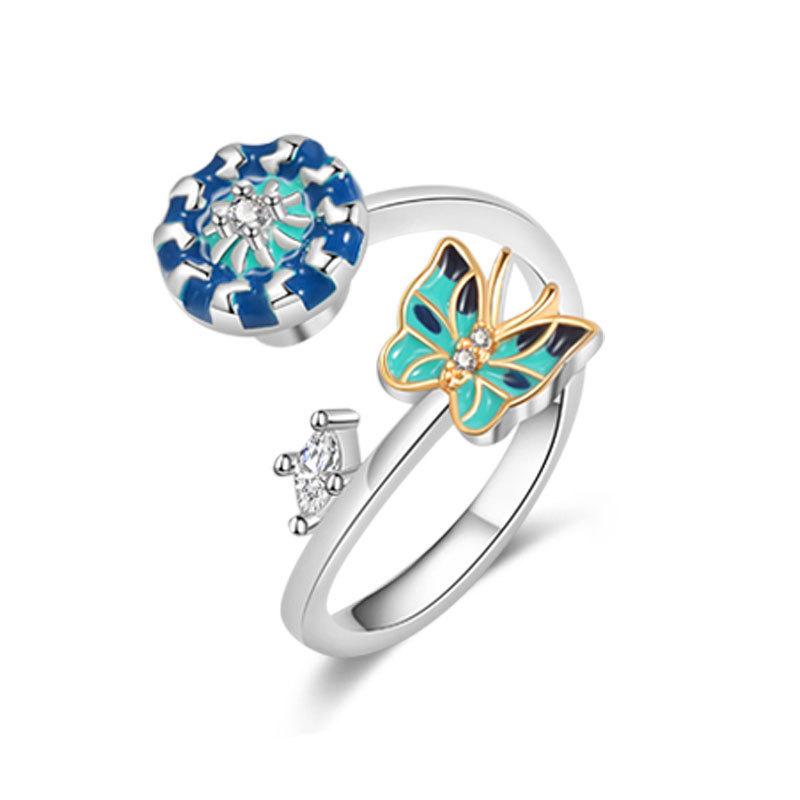 Rotatable Butterfly Open Ring For Women Adjustable Index Finger Ring Unique Personalized Fashion Jewelry Gift