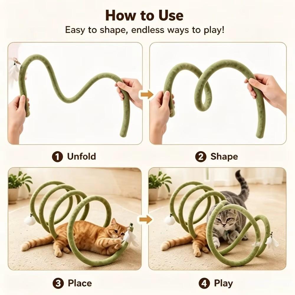Spiral Cat Tunnel Toy Spring Design Kitten Self-Play Toy New Cat Playhouse  Indoor Cats Playtime