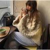 Oversize Knit Pullover Women Casual Lazy Round Neck Kink Solid Sweater Female Loose Sleeves Knitwear Lady