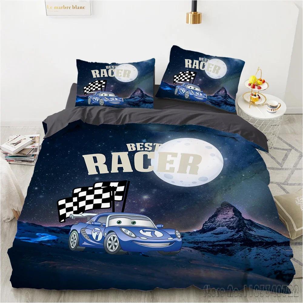 Cartoon Fast Speed Car King  Duvet Cover Set HD Comforter Cover for Kids Bedding Sets Bedclothes Bedroom Decor