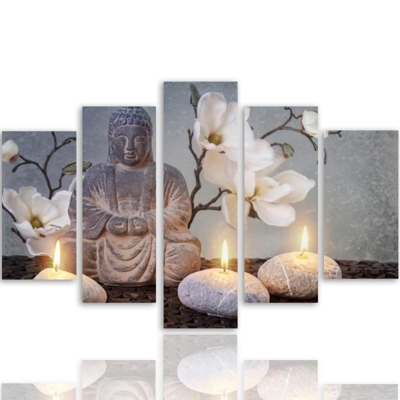 Feeby Five piece picture canvas print, Buddha