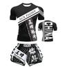 Martial Arts Training Set Mens Quick Dry Boxing Muay Thai Short Sleeve T-Shirt Shorts Sparring Fitness