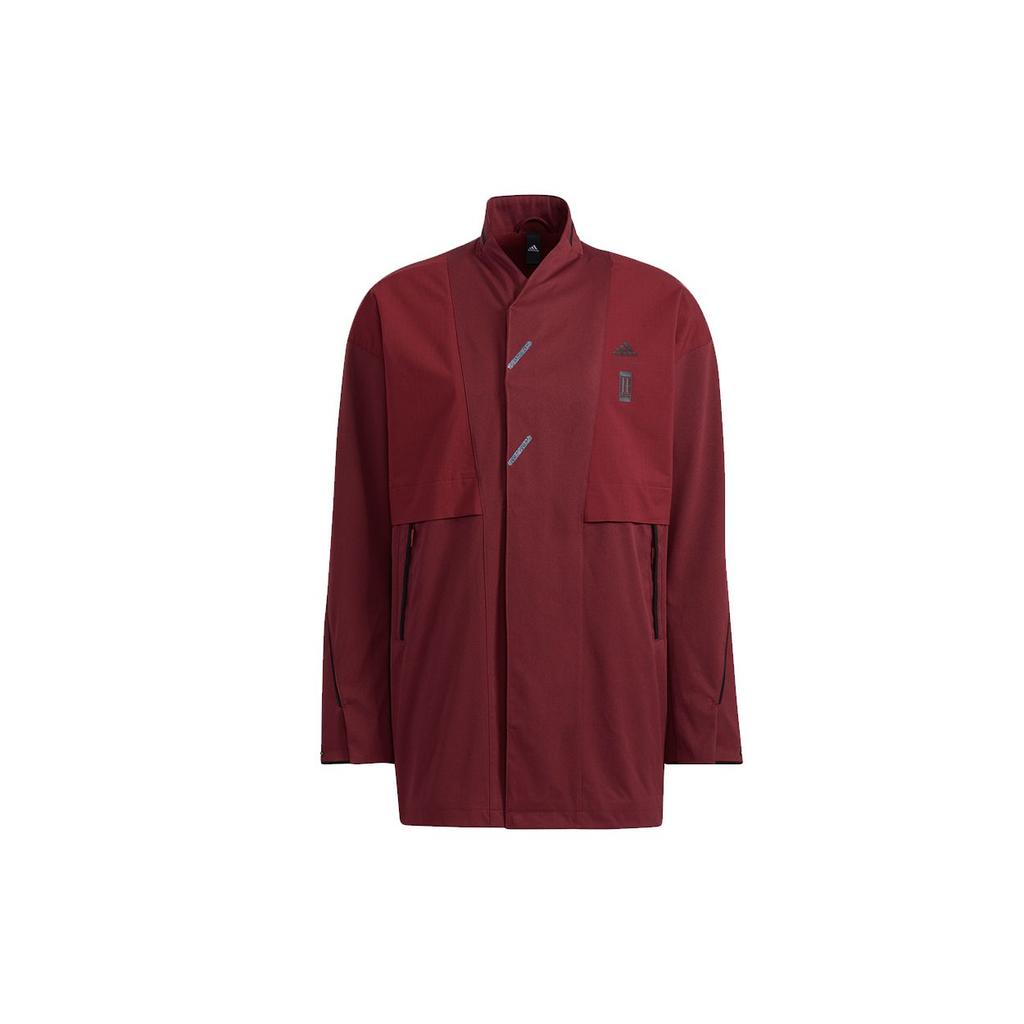 adidas Xia Long Logo Спортивная куртка с воротником-стойкой Мужская верхняя одежда Кирпично-красный HE5122