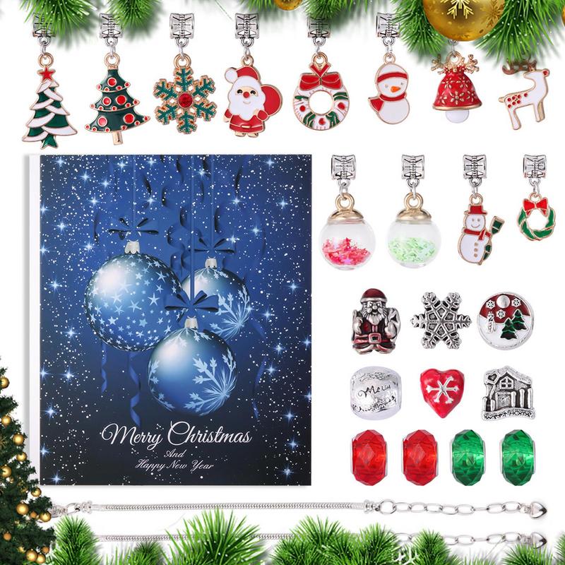 2024 Christmas 24 Day Christmas Countdown Christmas Advent Calendar Children's Bracelet Charm Set Gift Decoration