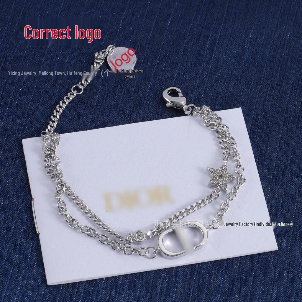 Di Jia High-Value Small Fragrance Style Light Luxury Double-Layer Bracelet with Full Diamond Star Design