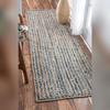 Aizza Trends Indian Handmade Braided Natural Jute with Denim Cotton Area Rug- Jute Rug- Dining Room- Living Room