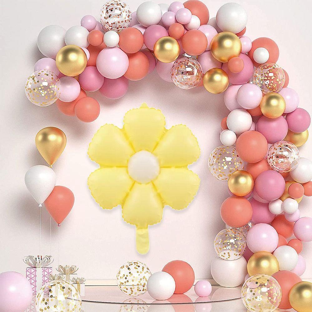 10Pcs Happy Birthday Party Decoration Summer Theme Macaron Daisy Durable Aluminum Foil Balloon