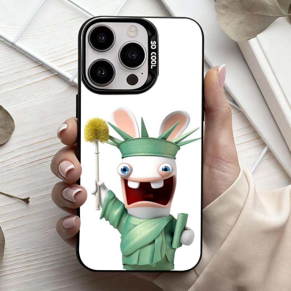 R-Rayman Raving-G R-Rabbids Чехол для телефона для iPhone 17, 16, 15, 14, 13, 12, 11 Plus, Pro Max Черный Конфетный Посеребренный Чехол