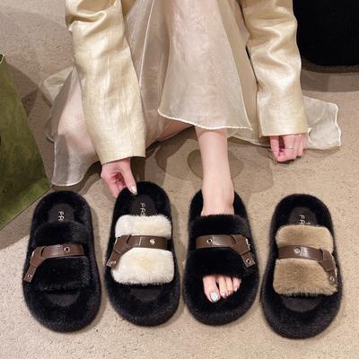 Женские ins новые осенне-зимние нишевые универсальные хлопковые тапочки на толстой подошве большого размера