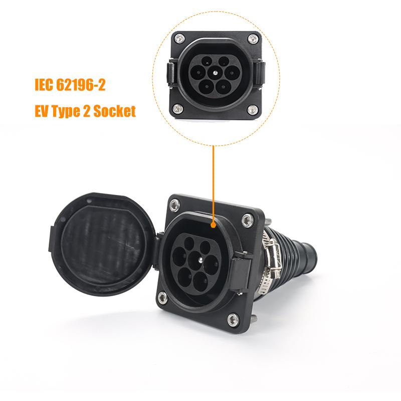 WUFEN Electric Vehicle Cars Charging Evse Male Type 2 EV Sockets 16A-32A 1P 3 Phase for IEC 62196-2 EV Charger Adaptor Plug