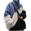 Новый продукт Polar Fleece Winter Casual Men Hoodie Sweatshirt Harajuku Stitching Blue Zipper Keep Warm Long Sleeves Male Pullover