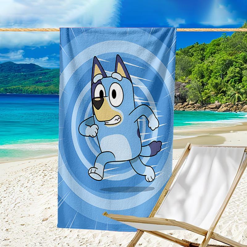 Ultra-Soft Beach Towel with Bluey Theme,Ideal for Pool - Camping, Diving - Perfect Travel Essential, Vibrant Beach Towel.