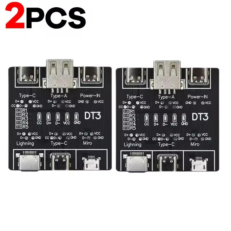 Тестер USB-кабелей DT3 для IOS Android Micro Type-C, плата для тестирования на короткое замыкание, вкл/выкл, инструмент, плата для обнаружения кабелей данных DT3