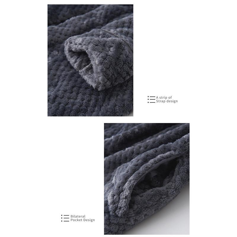 Thickened Extended Bathrobe Coral Velvet Pajamas Nightgown Night-robe for Couple Men Women Homewear