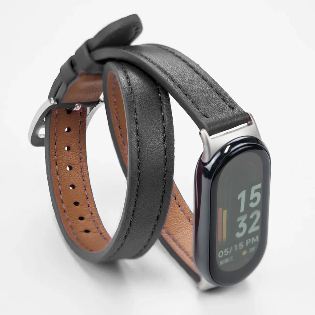Для Mi Band 8 Ремешок Кожаный ремешок Для Xiaomi Mi Band 9 Ремешок на запястье Correa Часы Замена Miband 9 NFC Спортивный браслет Pulseira