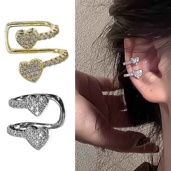 1 шт. женские гладкие манжеты со стразами в форме сердца, клипса в форме сердца, полированная C-образная, не с пирсингом, противоскользящая