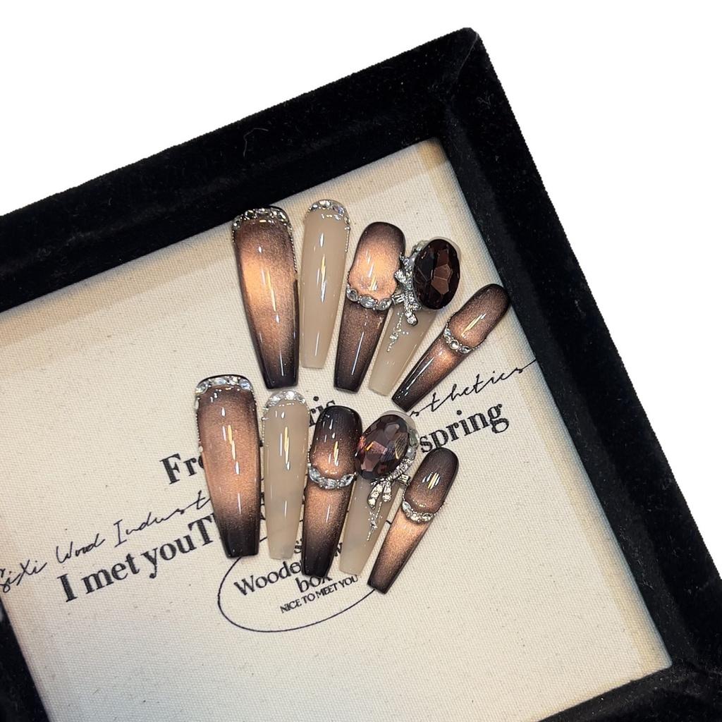 Новая броня ручной работы с атмосферой высокого класса, плотный стикер для нейл-арта «кошачий глаз», съемная накладка для ногтей с крошкой из сверкающего циркония и бриллиантов