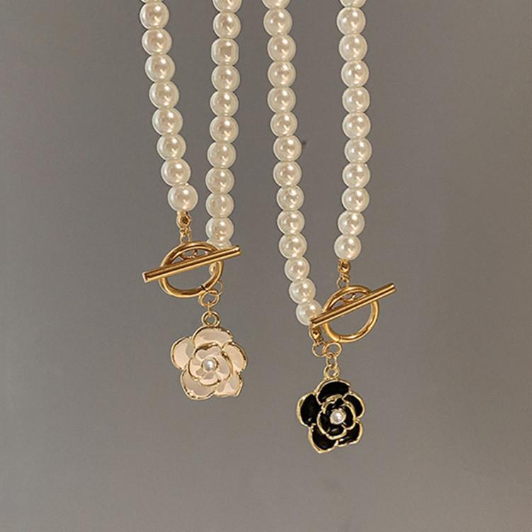 Ожерелье для женщин, элегантный белый кулон с камелией, колье, аксессуары, ювелирные изделия