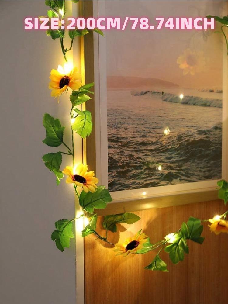 Artificial Flower Fairy String Lights Sunflower Roses String Lights Outdoor Waterproof 2m 20LED Sunflower Roses Garland with Lights for Garden