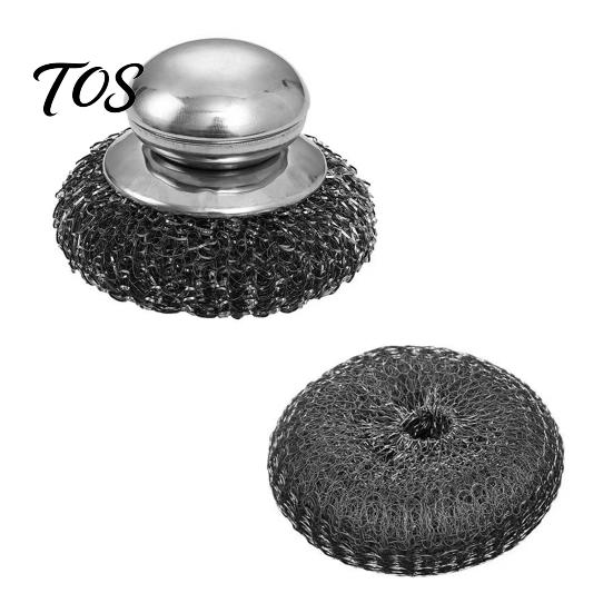 Stainless Steel Cleaning Brush Scrubber, with Ergonomic Handle, Heavy Duty Portable Dishwashing Anti-loosening Scrubber Brush, for Pots Pans