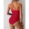 New One-piece Swimsuit Women's 2025 European and American Color Bikini Swimsuit Single Shoulder Bikini