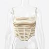 Stretch Satin Diamond Chain Sling Slim Fit Corset Crop Top Women Short Corset Female Summer Camisoles
