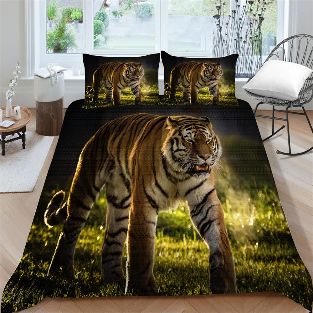 Tiger Printing Bedding Cover Suit Animal Style Duvet Cover Man Woman Single Double Size Polyester Bedroom Decor