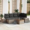 VidaXL 7-Piece Garden Sofa Set with Grey Cushions Poly Rattan Acacia 3347979